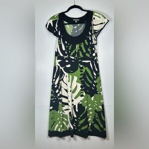 Apt. 9 Black and Green Tropical Leaf Print Dress. Size Large #summerdress